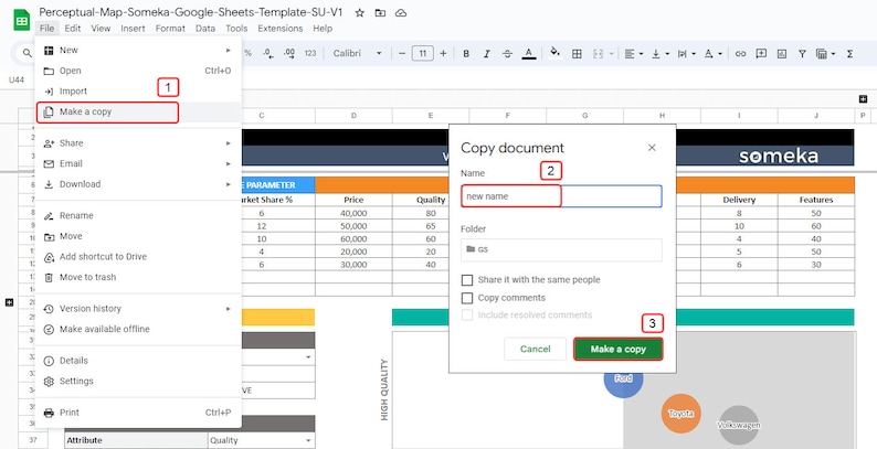 Perceptual Map Template | Google Sheets | Brand Positioning Map ...