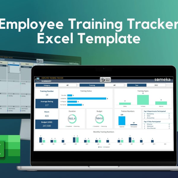 Employee Training Template | Training Tracker | Employee Training | Employee Tracking Template | Excel Template | HR Tracking