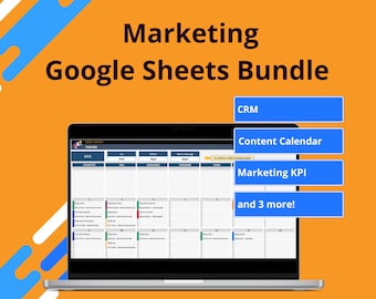 Marketing Templates Bundle for Google Sheets | KPI Dashboard, CRM, Content Calendar