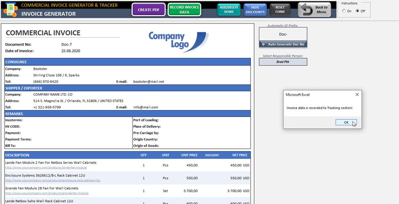 Commercial Invoice Tracker Excel Template Invoicing Spreadsheet ...