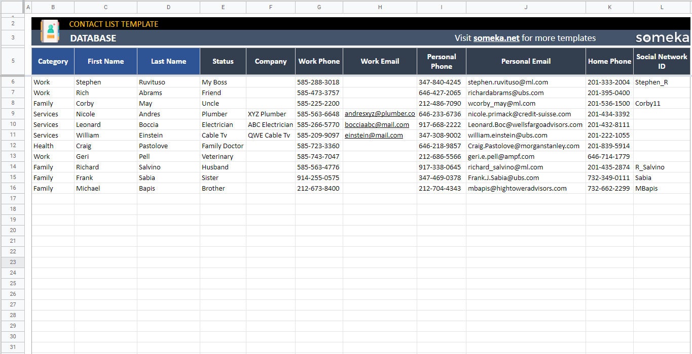 Contact List Google Sheets Template Keep All Your Customer Data Etsy Contact List Google Sheets Template Keep All Your Customer Data Etsy