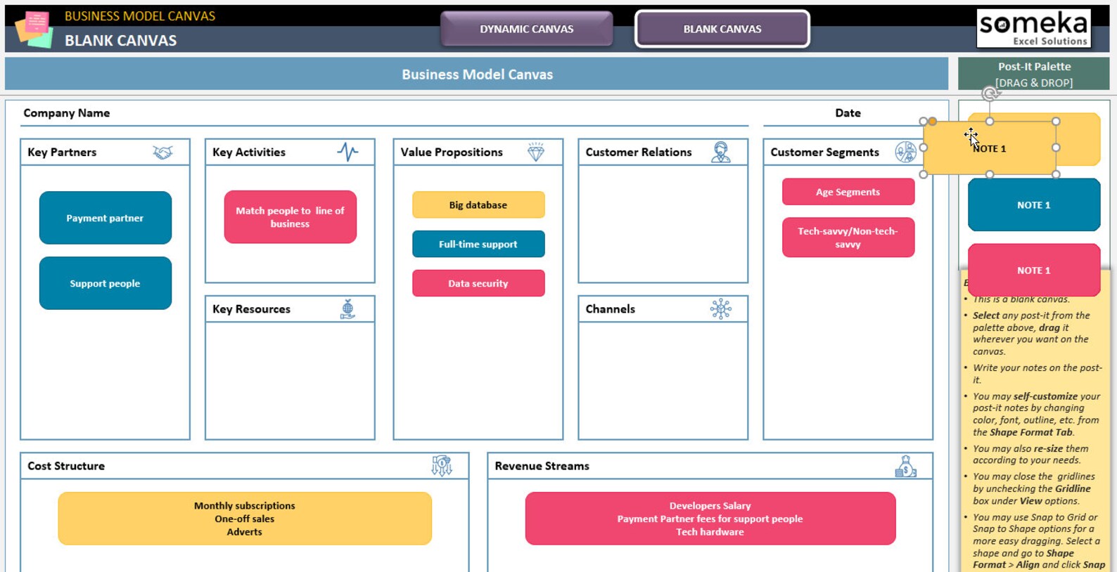 Business Model Canvas Excel Template: Strategic Planning Tool - Etsy