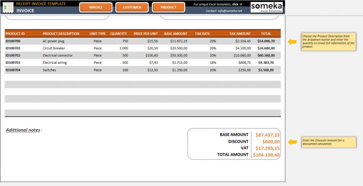 receipt invoice template business invoice microsoft excel etsy