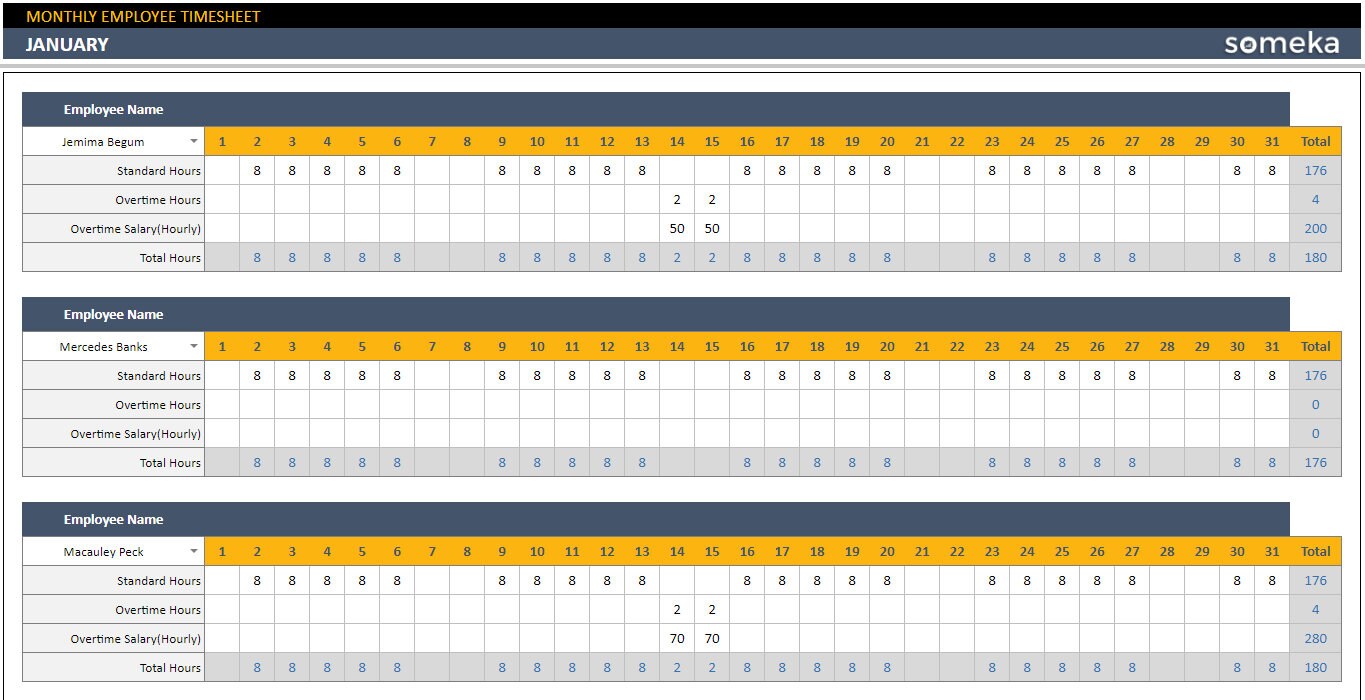 Automated Timesheet Google Sheets Template | Monthly Time Tracking - Etsy