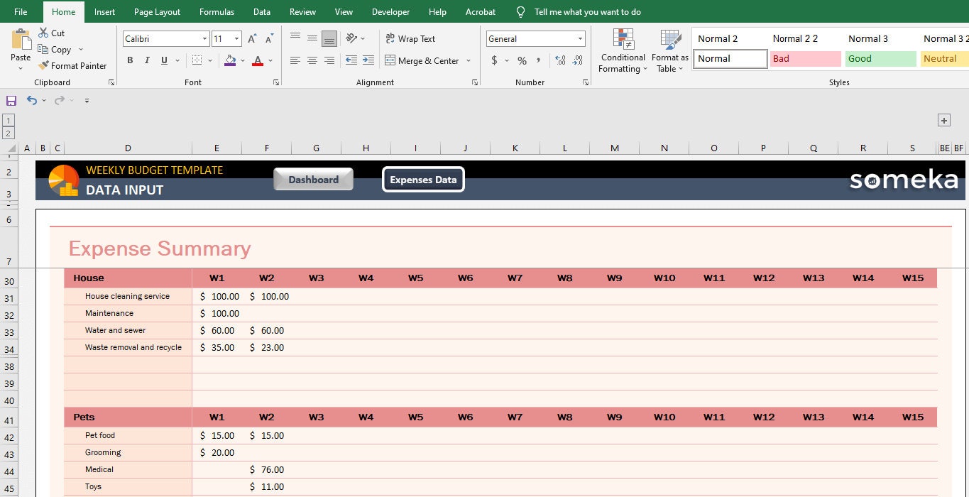 Weekly Budget Template in Excel | Personal Weekly Budget | Weekly ...