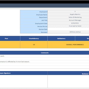 Employee Evaluation Template Excel Template Performance Review Employee ...
