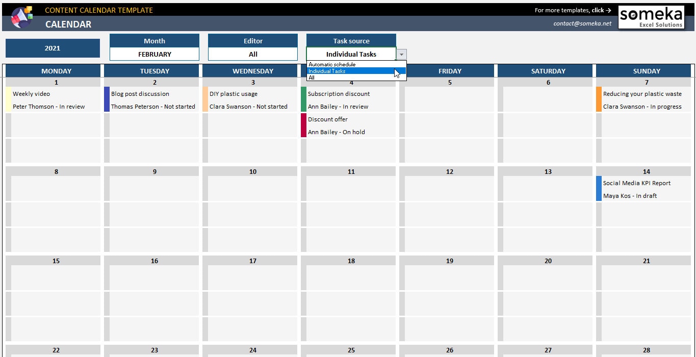 Content Calendar Template Content Planning Calendar Excel Template