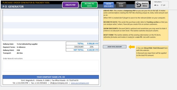 purchase order generator and tracker small business excel etsy