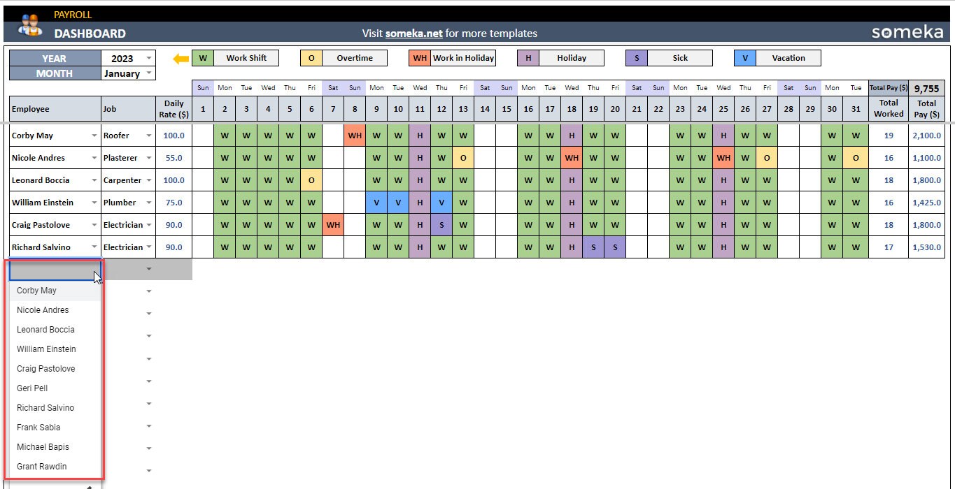 Employee Attendance & Payroll Google Sheets Template - Etsy