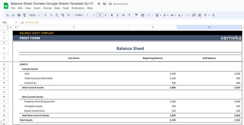Automatic Balance Sheet Template | Google Sheets With Visual Dashboard ...