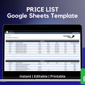 Modelo de lista de preços | Planilhas Google | Catálogo de preços no Planilhas Google | Catálogo On-line | Produtos e Serviços