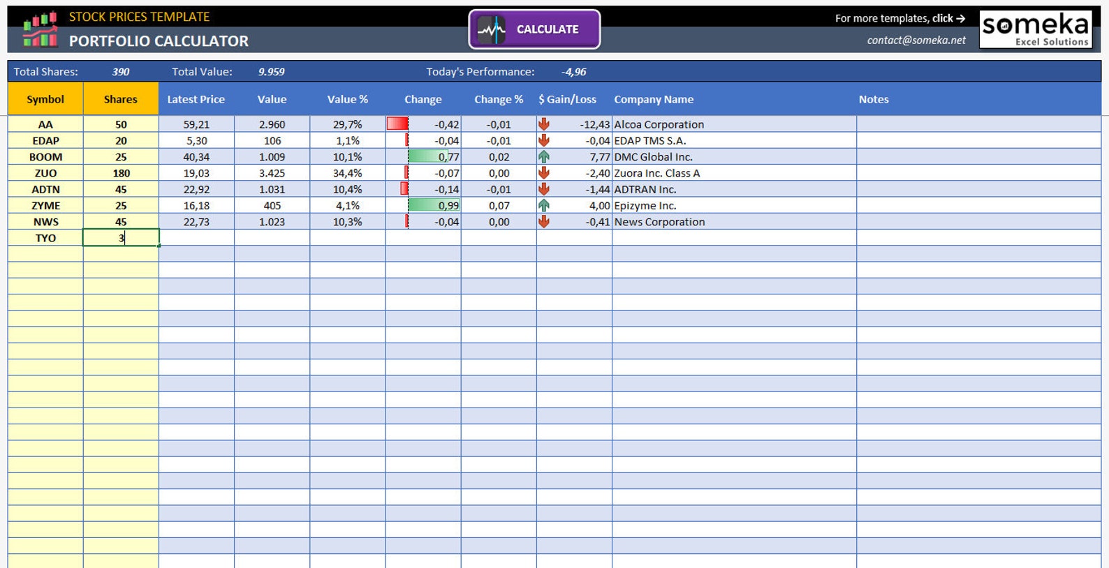 Excel Stock Price Calculator Realtime Stock Quotes Business Solutions