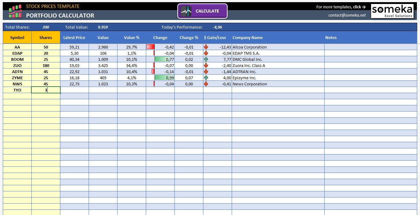 Buy Excel Stock Price Calculator: Real-time Portfolio Tracker Online in  India - Etsy
