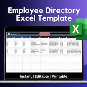 Employee Directory Excel Template: HR Contact List (Digital Download)