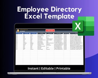 Employee Directory Excel Template: HR Contact List (Digital Download)