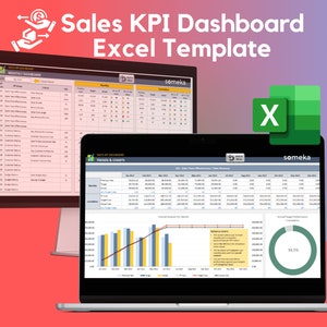Sales KPI Dashboard | Excel KPI Report Template | Dynamic Reporting Dashboard | Performance Tracking Report