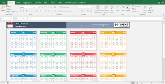 excel calendar template 2019 printable spreadsheet template etsy excel calander
