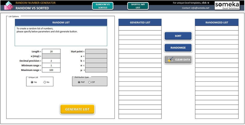 Random Number Generator | Excel Template | Number Generation in Excel ...