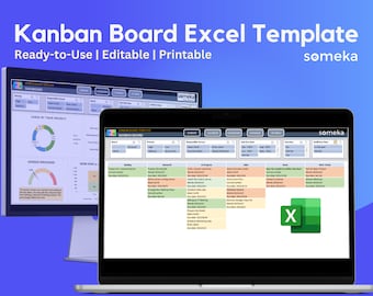 Kanban Board Excel Template | Agile Project Management | Task Tracker Spreadsheet | Manage To Do List