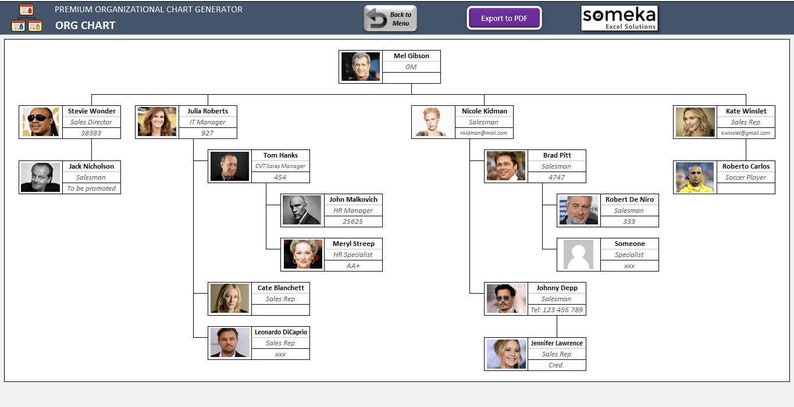 Automatic Org Chart Maker: Excel Template with Photos (Ready to Print) image 3