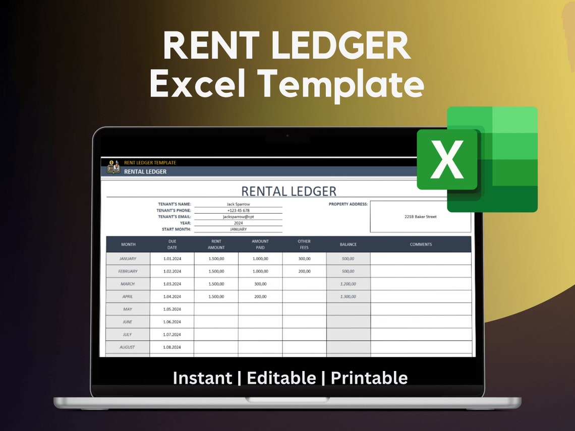 Rental Ledger Template Excel Rent Ledger Printable Rental Ledger Rental Ledger Template Excel Rent Ledger Printable Rental Ledger