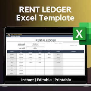 Rental Ledger Template | Printable Excel Form for Landlords - Etsy