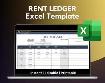Rental Ledger Template | Excel Rent Ledger | Printable Rental Ledger | Fillable Rental Ledger Form | Rent Ledger Excel Template | Landlords
