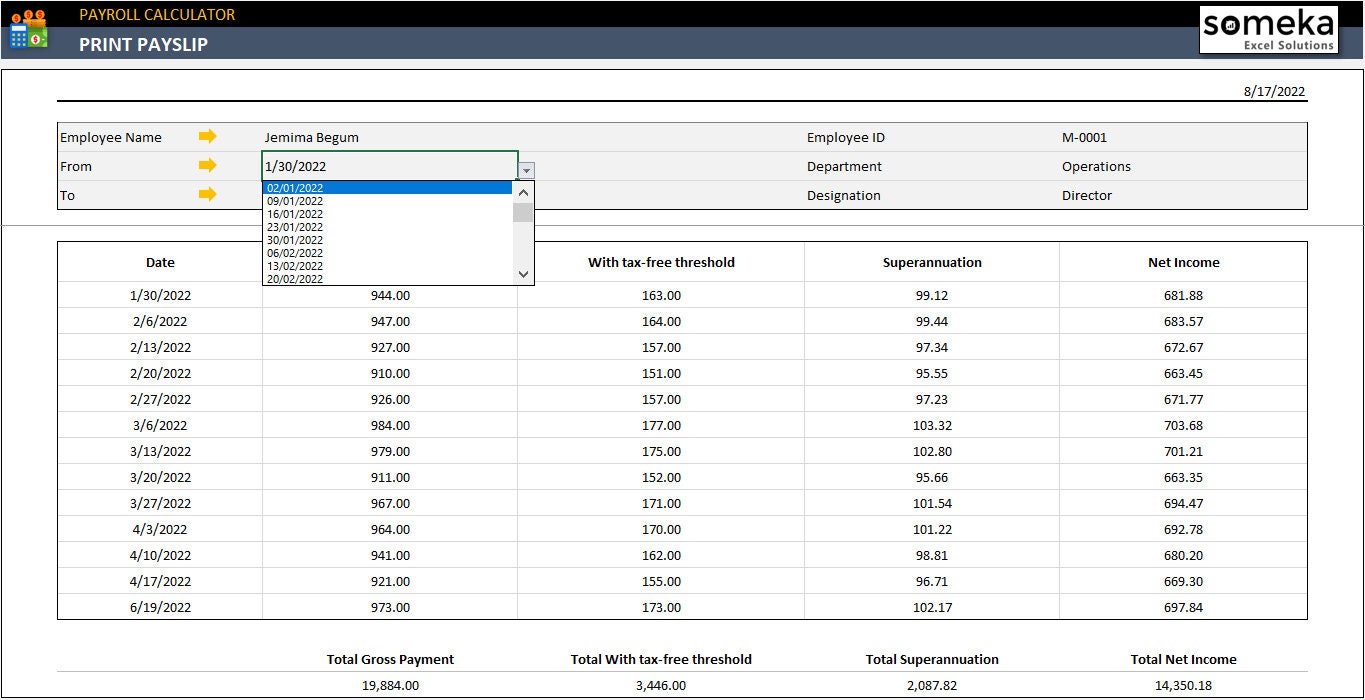 Payroll Calculator Excel Template to Calculate Taxes and - Etsy