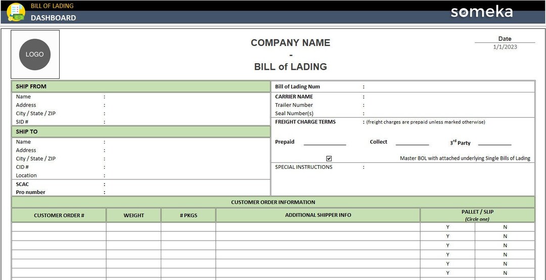 Bill of Lading Excel Template Waybill Excel Template Waybill Excel
