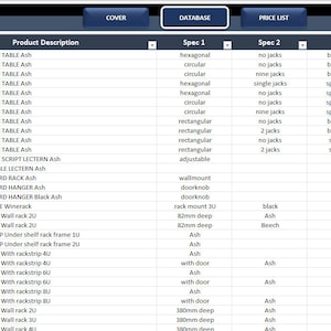 Printable Price List Excel Database 2