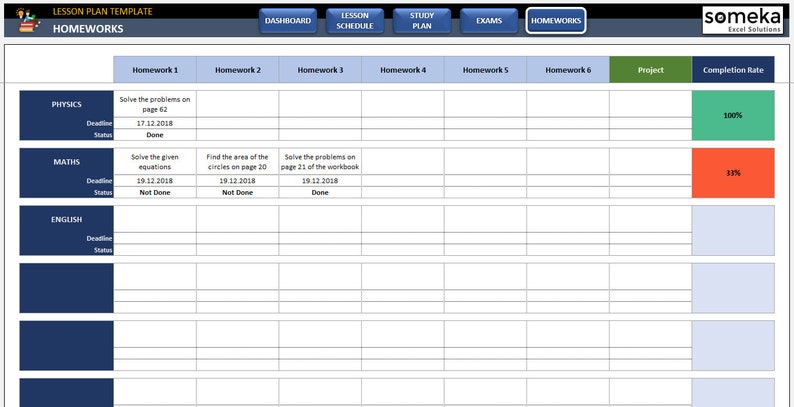 Student Study Plan Excel Template School Worksheets Excel Template ...