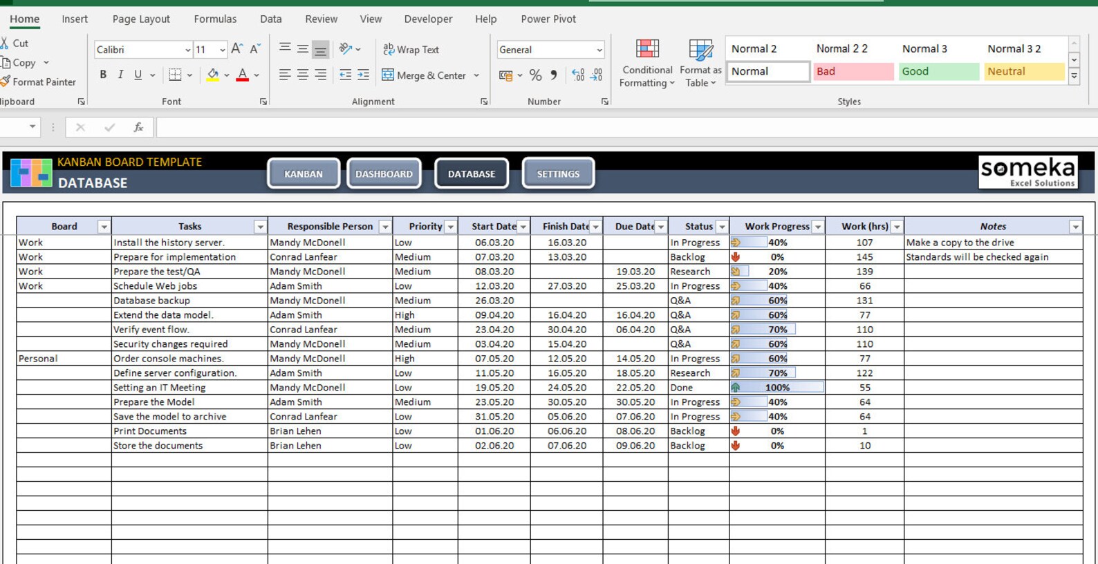 Kanban Board Excel Template | Agile Project Management | Task Tracker ...