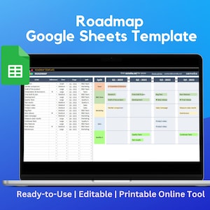 Roadmap Template für Google Sheets | Roadmap Maker | Projekt Tracker | Prozessmanagement-Tool | Roadmap Generator |