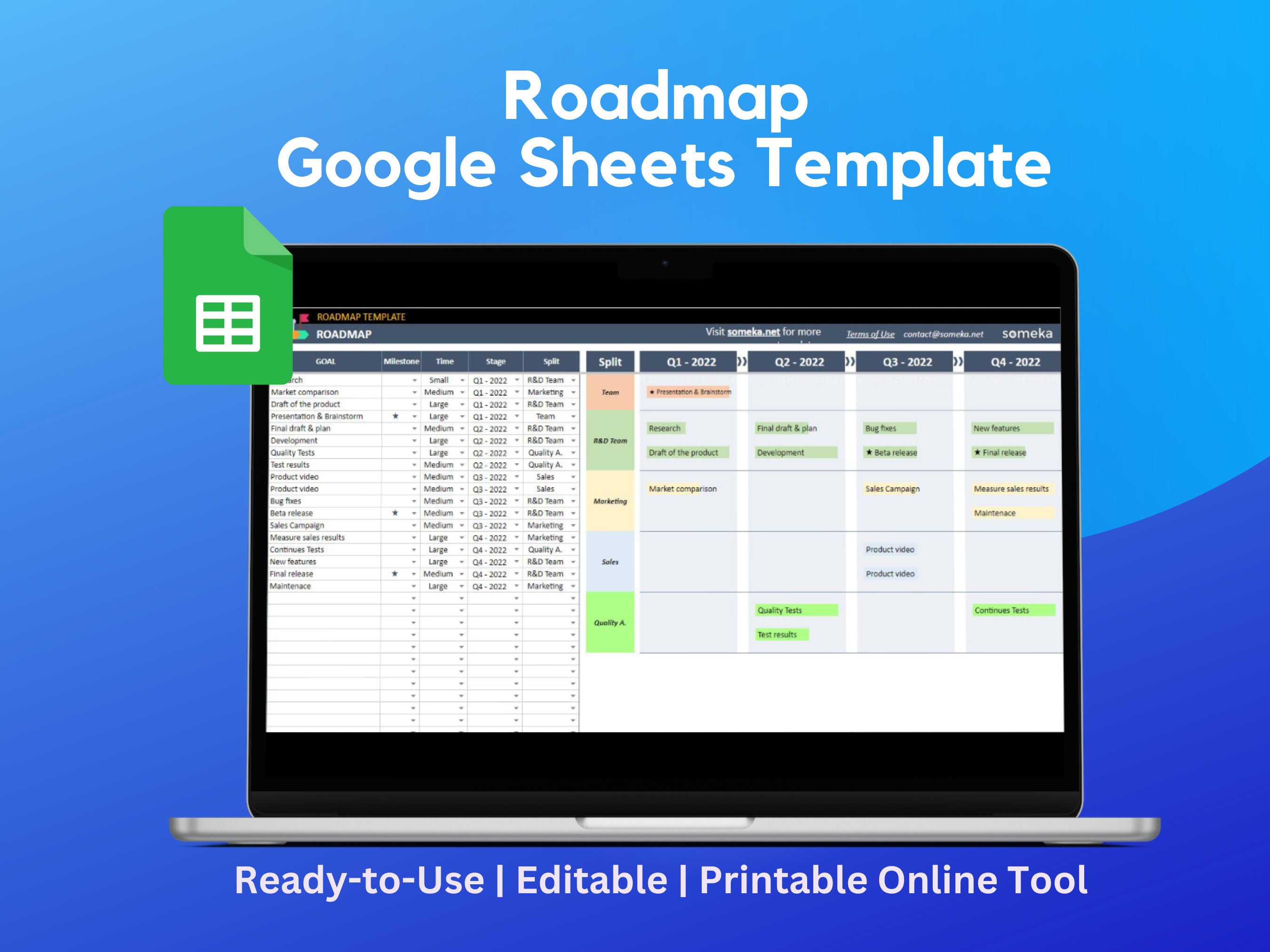 Roadmap Template for Google Sheets Roadmap Maker Project - Etsy