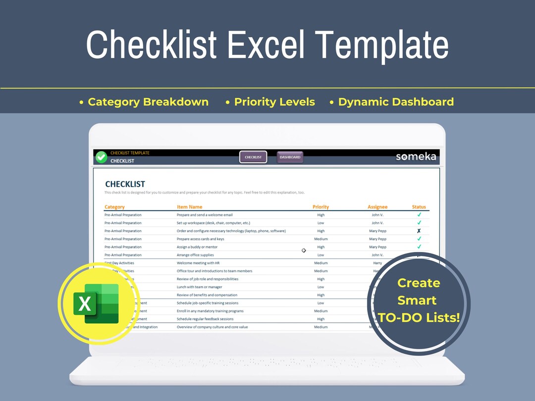 Excel Checklist Template | Create Your Smart To-do Lists | Dynamic ...