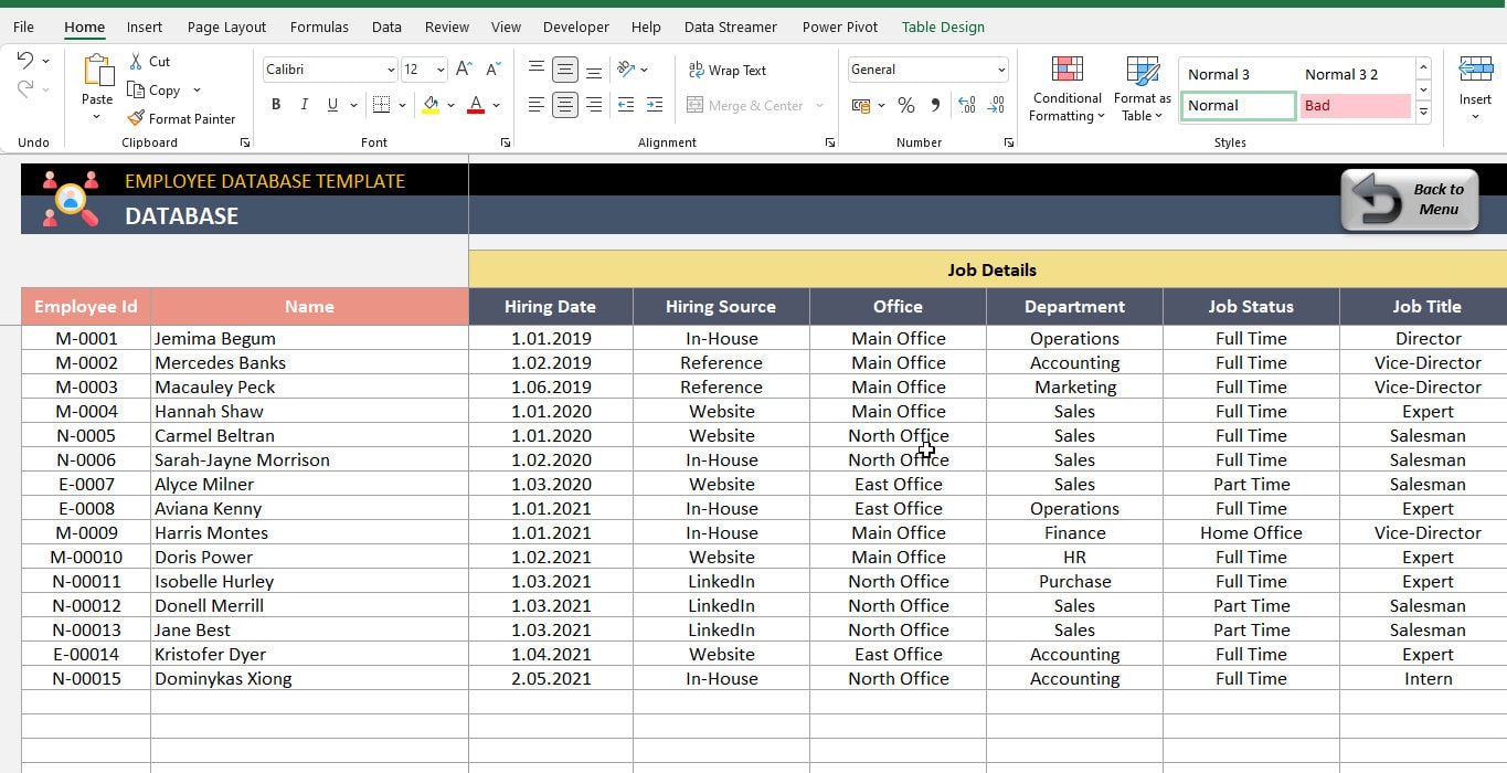 Employee database excel template free download
