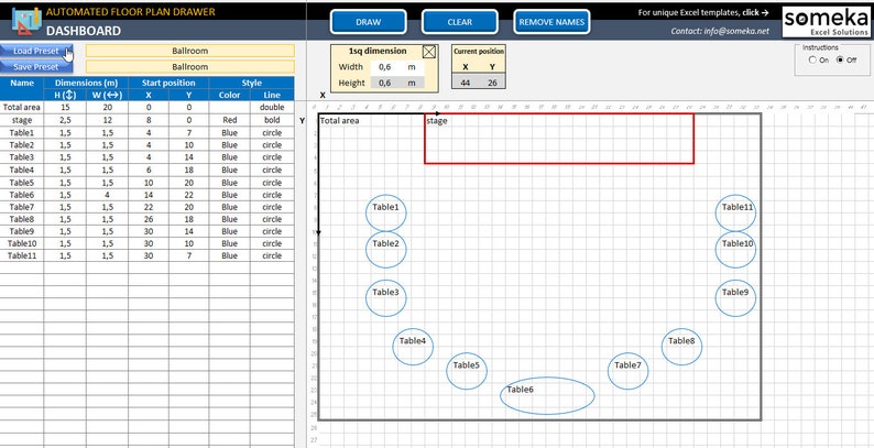 Automated Floor Plan Excel Template: Single-user License - Etsy