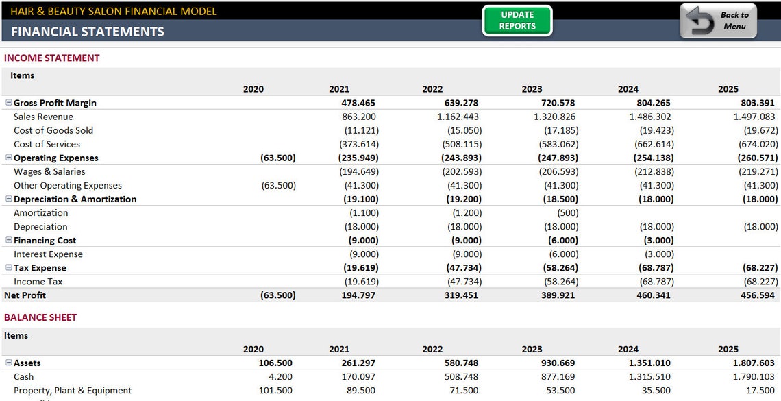 Salon Financial Model Excel Template Excel for Business Financial Salon Financial Model Excel Template Excel for Business Financial