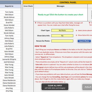 Automatic Organizational Excel Org Chart Maker Template Org Chart Data