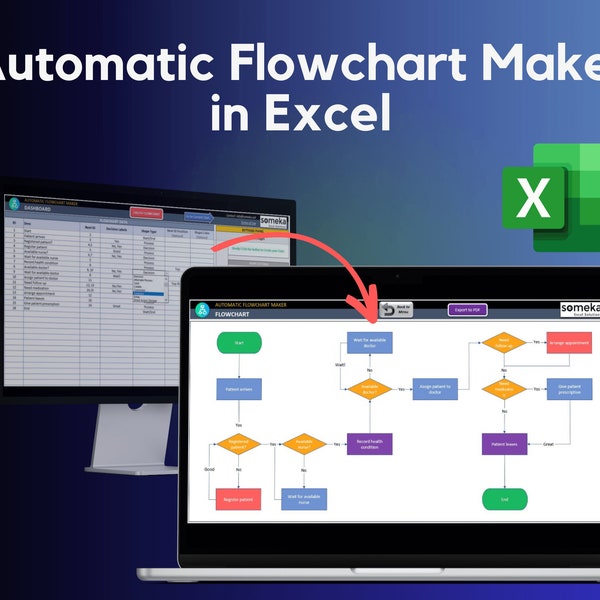 Automatic Flowchart Maker | Flowchart Generator | Excel Template | Workflow Diagram  | Visio Alternative