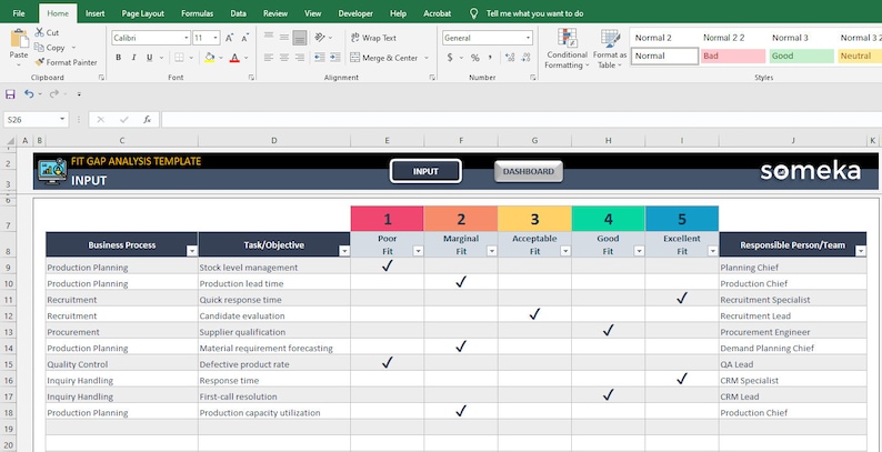 Fit Gap Analysis Excel Template Editable Excel Template for Fit Gap ...