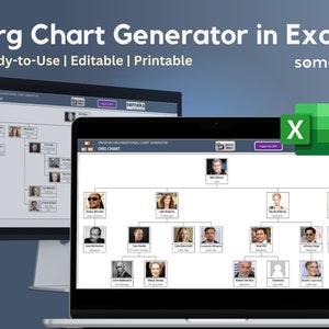 Automatischer Organigramm Maker | Excel Organigramm Vorlage mit Fotos | Druckfertig | Excel Vorlage | Chart Maker