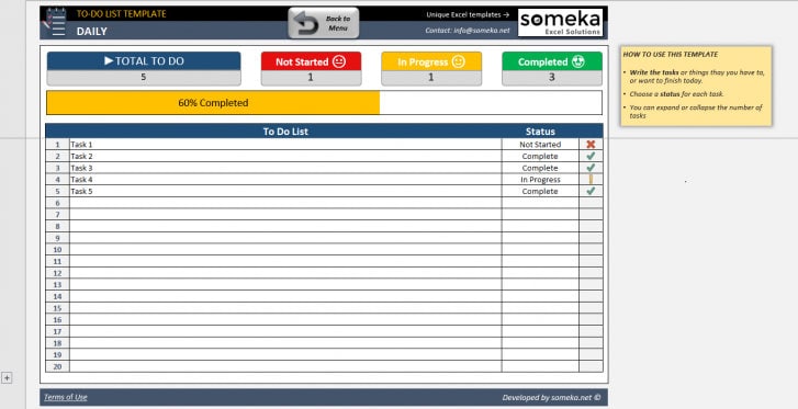 Daily To Do List Templates for Excel