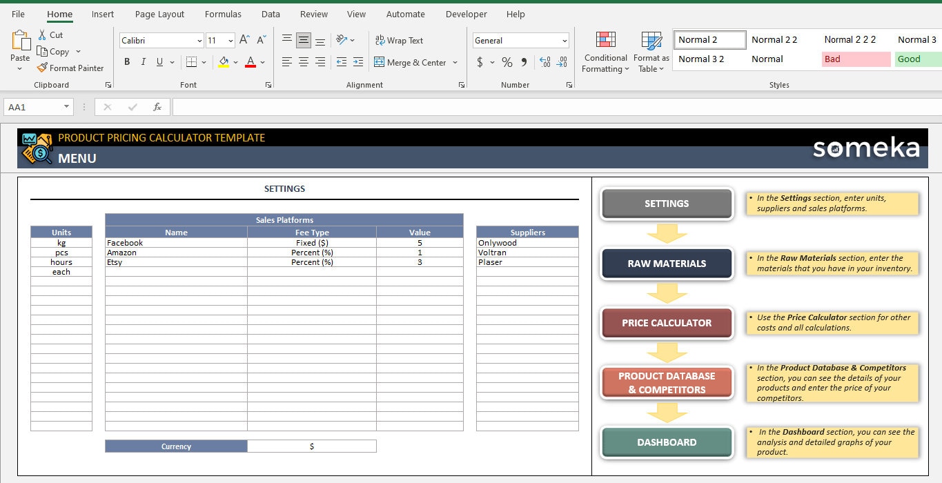Product Pricing Excel Template | Product Pricing Strategy | Profit ...