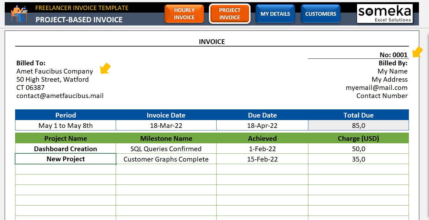 Freelance Invoice Template | Invoice Spreadsheet | Business Invoice ...