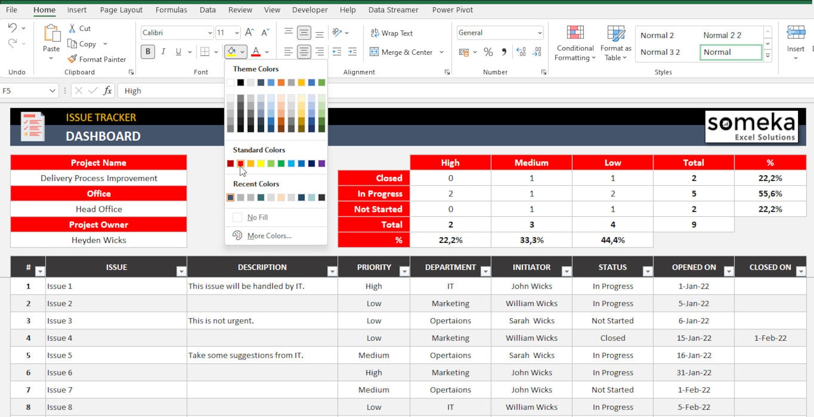 Issue Tracker Excel Template: Project Management Planner - Etsy