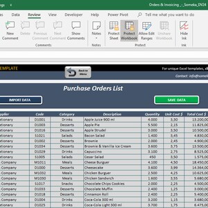 Order Planning & Invoicing Template | Excel Template | Inventory ...