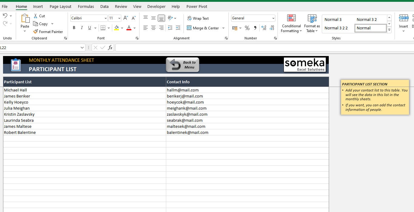 Attendance Sheet Printable Excel Template Ready to - Etsy