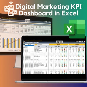 Digital Marketing KPI Dashboard | Excel KPI Report template | Dynamic Reporting Dashboard