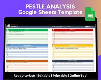 PESTLE Analysis Template | Google Sheets | Business Analysis Tool | PESTLE Study | Business Coaching | Business Strategy Models